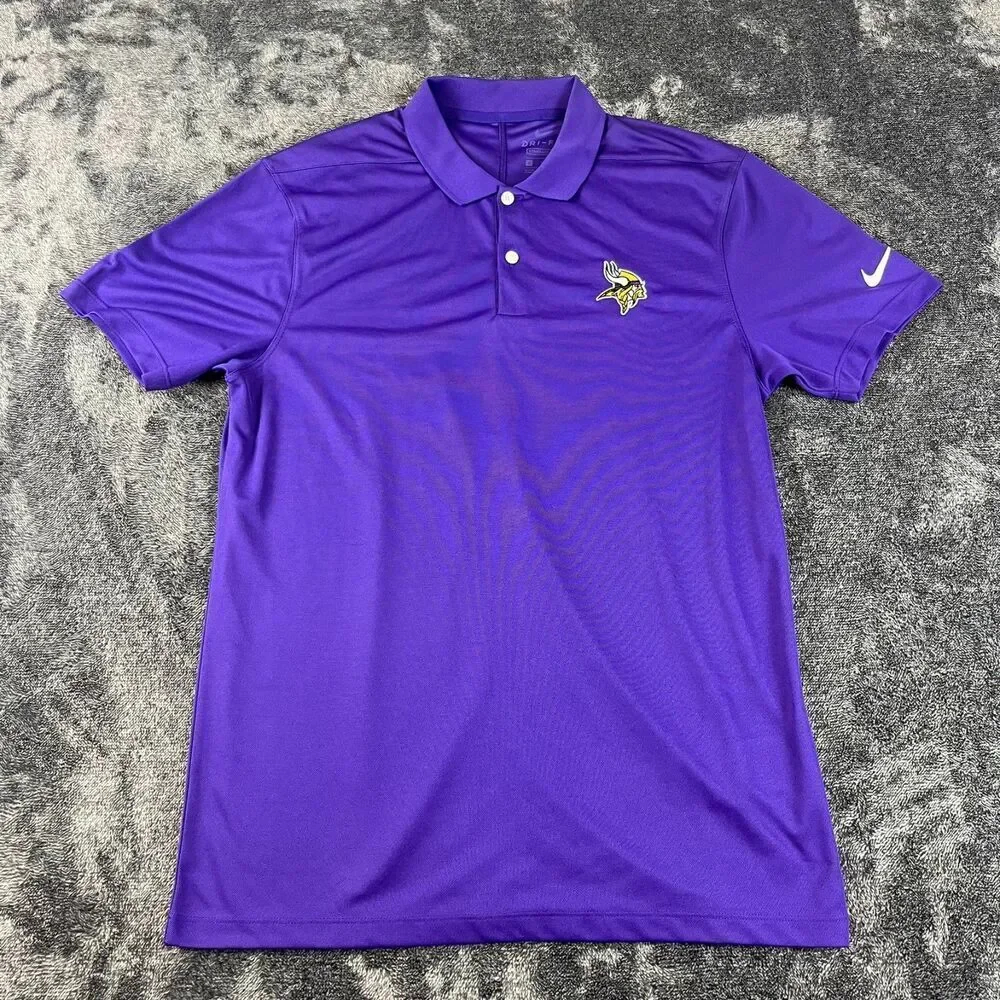 Nike Dri-Fit Minnesota Vikings Polo Purple Logo Men's S Short Sleeve NWOT